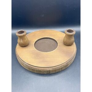 Studio His & Hers Unity Candle Stand‎ Wood Grain Finish 2 Candle Holder 9" Diam
